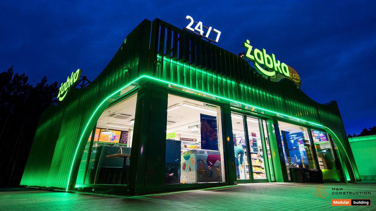 Modular retail pavilion for Żabka store
