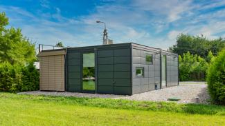 Bürocontainer, Verkaufsbüro für SGI-Wohnungen 75m2 - aussicht 2