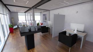 ASS 150 m2 – Visualisierung eines modularen Verkaufsbüros, Ansicht 2