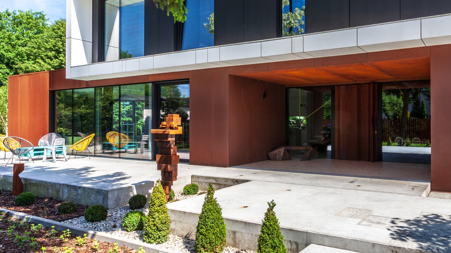 Dom modulowy, Elewacja stal Corten, 240m2